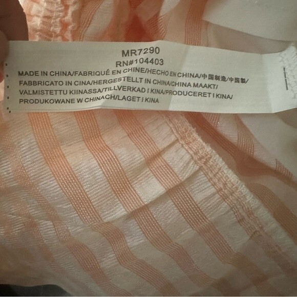 MOON RIVER Puff Sleeve Midi Beach Coverup Dress-Pink Stripe Size S - Picture 8 of 8